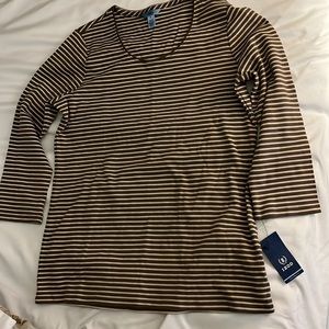 Izod womens M striped cotton striped 3/4 sleeve t-shirt NWT